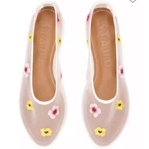 NWOT ALBA BALLET FLAT BLOSSOM FLORAL MESH 39.5 9.5 women’s white embroidered